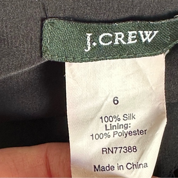 J. Crew Ribbed Crepe De Chine Silk Dot Dress Black Mid-Calf Womens Sz. 6 - Picture 5 of 5